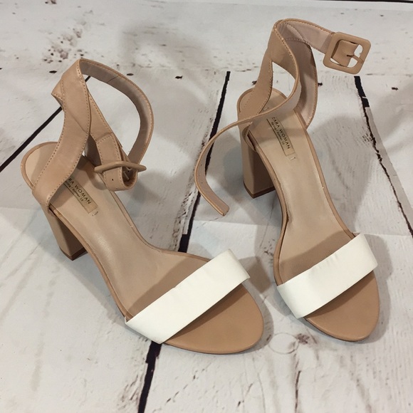 zara white block heel